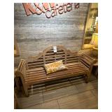 (5) Piece Set BarlowTyrie Plantion Teak: Bench, Chairs, (2) Side Tables, (2) Lamps, and Pillow