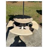 (3) Outside Tables and (2)Metal Umbrellas