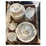 Porcelain Dinnerware Set With Pink Floral Pattern