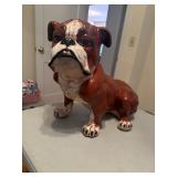 Ceramic Bulldog Figurine with Brown Glaze Finish