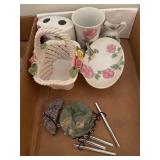 Ceramic Floral and Hummingbird-Themed Items