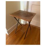 Folding Wood and Metal Side Table