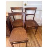 Three Wooden Dining Chairs with Ladder Backs