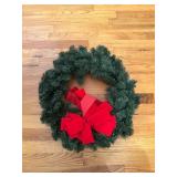 Artificial Green Wreath with Red Bow