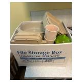Beige Plastic Dinnerware in File Storage Box