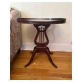 Vintage Merman Lyre Harp Base Oval Side Table