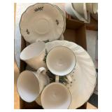 Christmas-Themed Porcelain Tea Set with Saucers