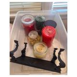 Candles and Decorative Metal Shelf