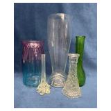 Five Decorative Glass Vases