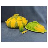 Corn-Themed Ceramic Kitchen Lot with Four Items