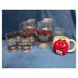 Coca-Cola Glassware and M&M Mug Collection
