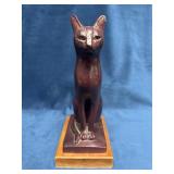 1965 Austin Prod Egyptian Cat Sculpture on Wood Ba