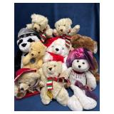 Nine Teddy Bears With Hats and Accessories
