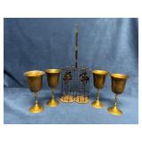 International Silver Co. Goblets with Metal Wine C