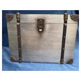 Wood Silver Painted Chest With Brass Accents 18ï¿½ï¿½x