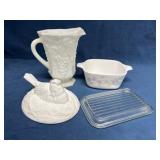 Anchor Hocking Pitcher, Corning Ware, and Milk Gla
