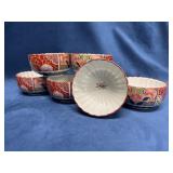 7 Japanese Porcelain Bowls with Floral Design