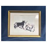 Sally C. Evans Watercolor Cat Study with Hidden Da