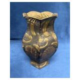 Handmade Metal Vase with Embossed Floral Design