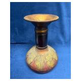 Carved Wooden Vessel with Leaf Motif