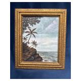 Framed Coastal Landscape Acrylic Painting by Thom