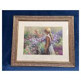 Framed Print of Girl in Flower Garden, 23.5ï¿½ï¿½ x 19