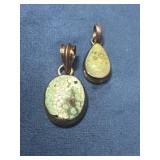 Two Stone Pendants, One Marked as Sterling Silver