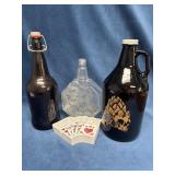 Glass Bottles and Las Vegas Ceramic Dish