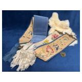 Two Tapestry Bell Pulls and a Rabbit Pelt