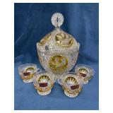 Elisabethhutte Crystal Punch Bowl Set with Cups