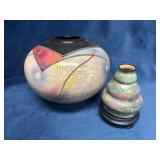 Two Signed Pieces of Handcrafted Pottery