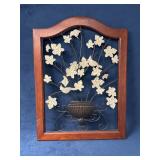 Wood-Framed Metal Artwork With Bird Motif