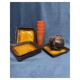 Ceramic Dining Set with Teapot and Cups
