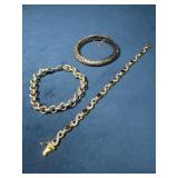 Three Sterling Silver Bracelets Marked 925
