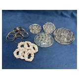 Flower Frogs and Napkin Rings Set