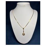 14K Gold Chain with Pendant, 23.5-Inch, 5.5 dwt