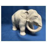 Glazed Ceramic Elephant Figurine with Crackle Fini