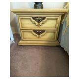 Vintage Yellow Bedroom Set with Mirror and Bed Fra