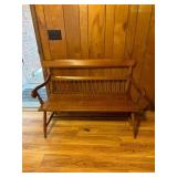 Wooden Spindle-Back Bench with Armrests