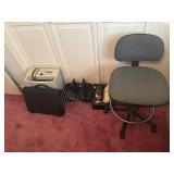 Office Items Lot with Chair, Shredder, and Accesso