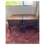 Wooden Two-Drawer End Tables with Cabriole Legs