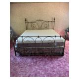 Brass Full-Size Bed Frame With Scrolled Design