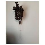 Hand-Carved Wooden Cuckoo Clock with Deer Motif