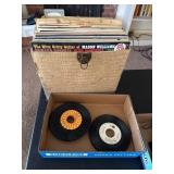 Vinyl Records in Case with 45 RPM Singles