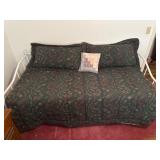 White Metal Daybed with Green Paisley Bedding