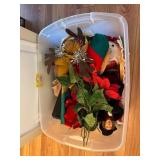 Plastic Bin Filled With Holiday Decorations and Fi