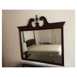 Wooden Wall Mirror with Decorative Scrolled Top