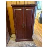 Tall Wooden Media Cabinet With Decorative Doors