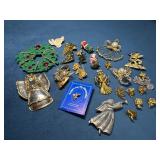 Holiday and Angel Pins in Various Materials