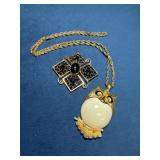 Two Alice Caviness Jewelry Pieces: Owl Pendant and